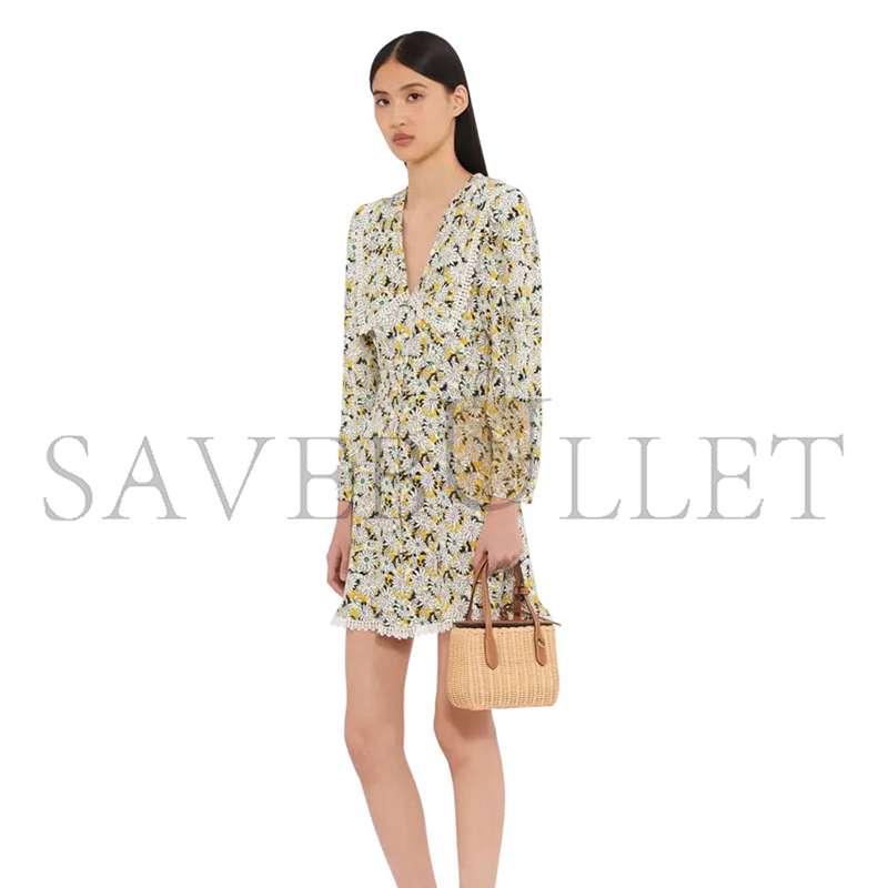 M1v M1v wicker and leather handbag 5ba222 (19*14.5*9.5cm)